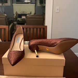 New Prada bronze glitter gold heel size 39